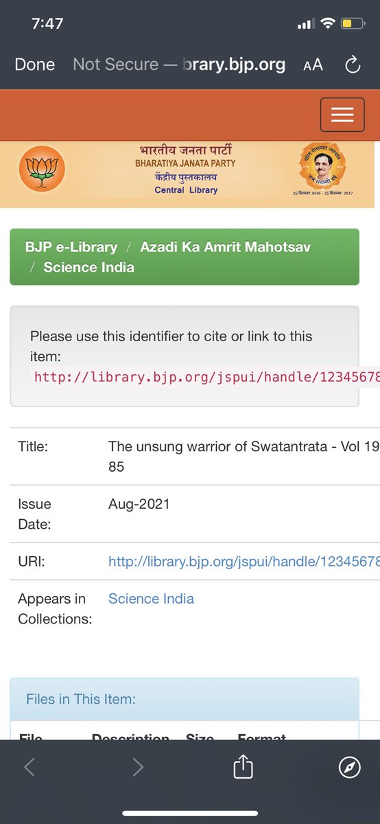 Collector’s edition of @ScienceIndia_ “The Unsung Warriors of Swatantrata”, published by @Vibha_India is now available on BJP’s e-Library under #AzadiKaAmritMahotsav Link: library.bjp.org/jspui/handle/1… @narendramodi @PMOIndia @jayantss66 @rashtrapatibhvn @shekhar_mande