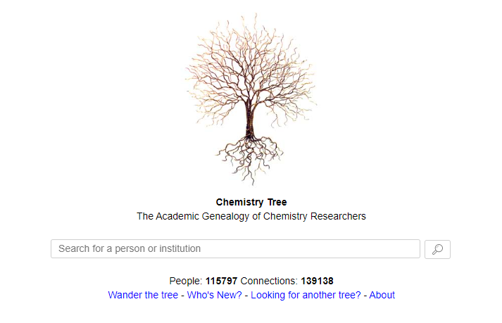 HistoryChem's tweet photo. Look up the academic genealogy of your favorite chemistry researcher, check out this useful website!
#CHEMISTRYTREE
https://t.co/lrtJP4qujn
The Academic Genealogy of Chemistry Researchers
#ChemTwitter #Chemistry https://t.co/Q0mgHK4LqX