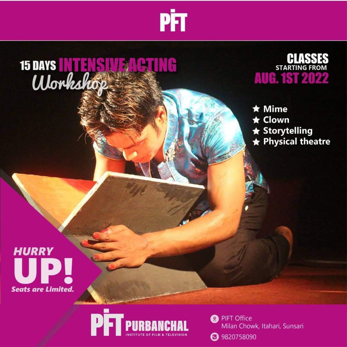 actorvita's tweet photo. mime
clown
storytelling
physical theatre
को कल्लास हुदैछ ।इटहरीमा
mentor - @Rkmehta_ 
इच्छुकहरुले छिटोभन्दा छिटो सम्पर्क गर्नुहोला ! 
@Herocomingsoon https://t.co/gGuYC5zLgd