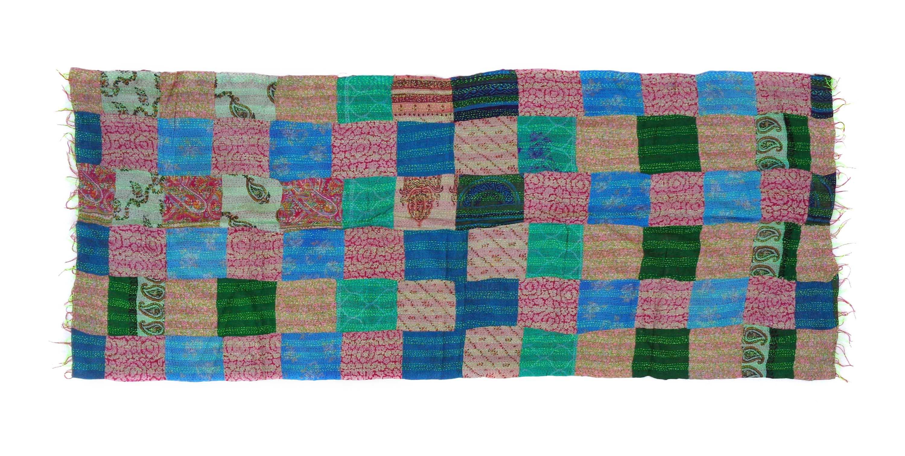Silk Kantha Scarf Neck Wrap Stole patchwork Hand Quilted Women Bandanas band KV12