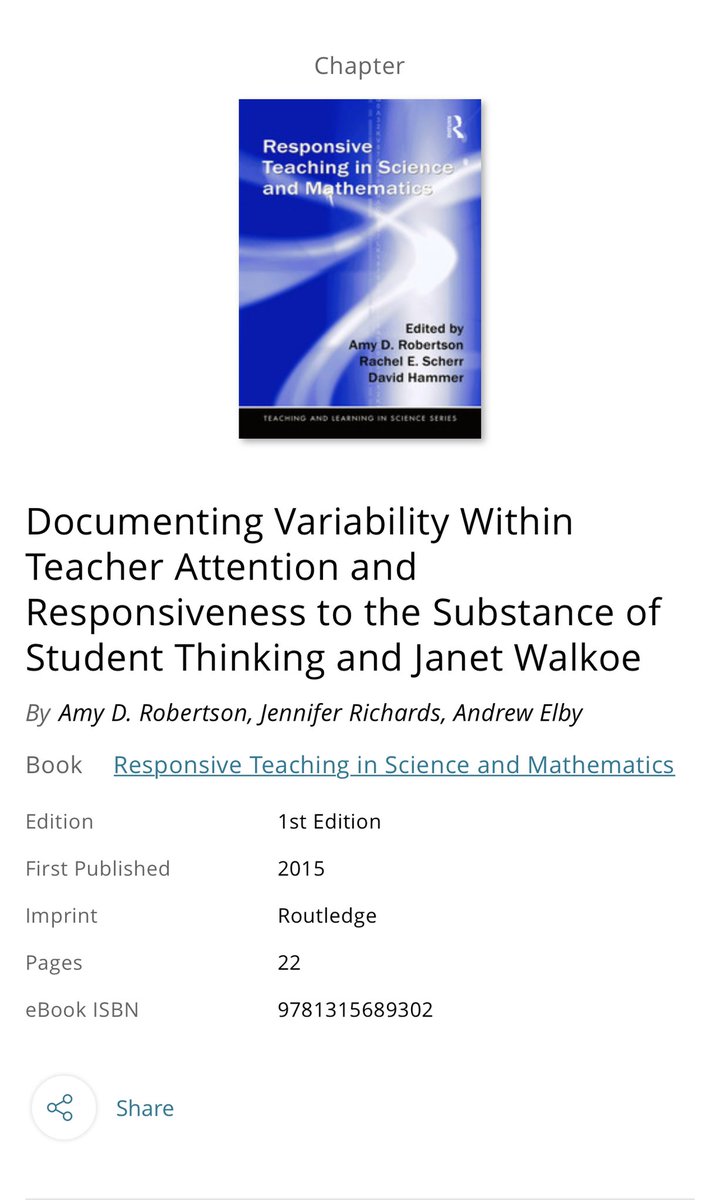 janetwalkoe's tweet image. So apparently the field is interested in teachers’ attention to both the substance of student thinking and me! 😂 #teachernotcing #responsiveteaching