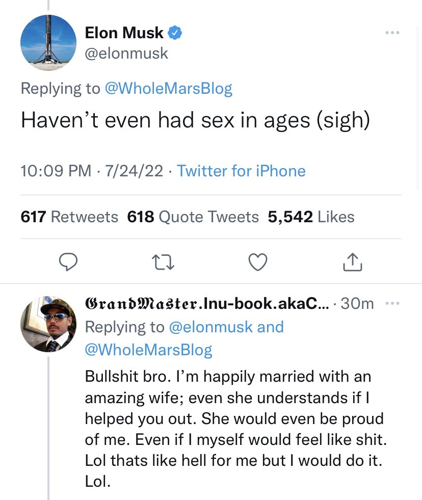colette arrand on X: Elon, it's so awful that you haven't had sex in  awhile. Please, let me blow you in a heterosexual way. My wife would be  happy! Maybe my wife
