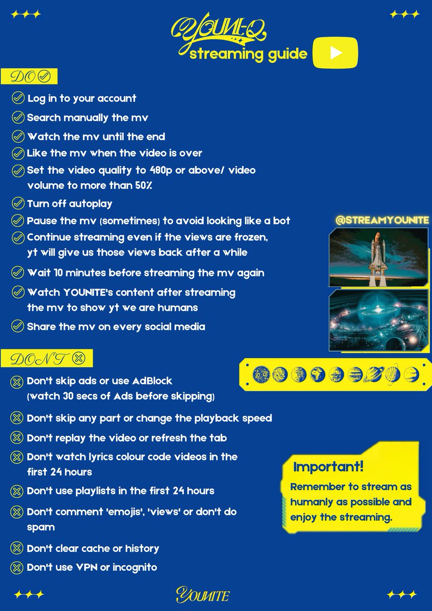 Here is the streaming guide for youtube.
Let's hope for a successful comeback and streaming💙.

#YOUNITE #유나이트 #YOUNI_Q
#YOUNITE_YOUNI_Q #AVIATOR <a href="/YOUNITE_offcl/">YOUNITE</a> <a href="/YOUNITE_twt/">YOUNITE</a>