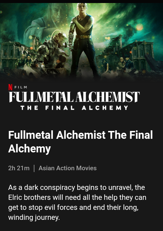 Fullmetal Alchemist: The Final Alchemy filme