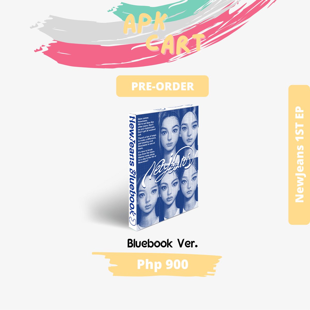 APK_Cart's tweet photo. WTS LFB PH GO 
Sealed NewJeans 1st EP 'NEW JEANS'

540 Weverse Ver. 
900 Bluebook (Photobook Ver.)

Normal ETA, Long DOP
DOP: 50% Aug 5, rembal Sep 2
MOP: GCash
MOD: SCO, Flash https://t.co/NRmbBzCqZE
