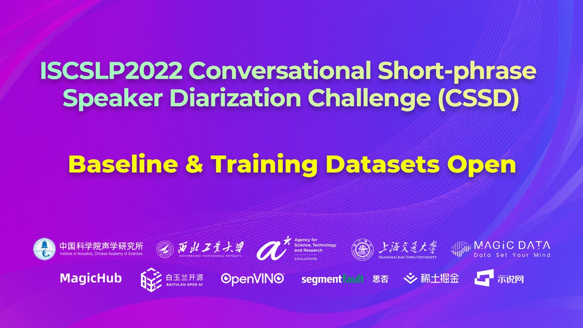 Magic_Data_Tech's tweet image. ⏰The baseline &amp;amp; training data of #ISCSLP 2022 CSSD is open on July 24th.

Registration for the competition stay open. Check out and join competition here: magichub.com/competition/se…

magicdatatech.com/press/baseline…