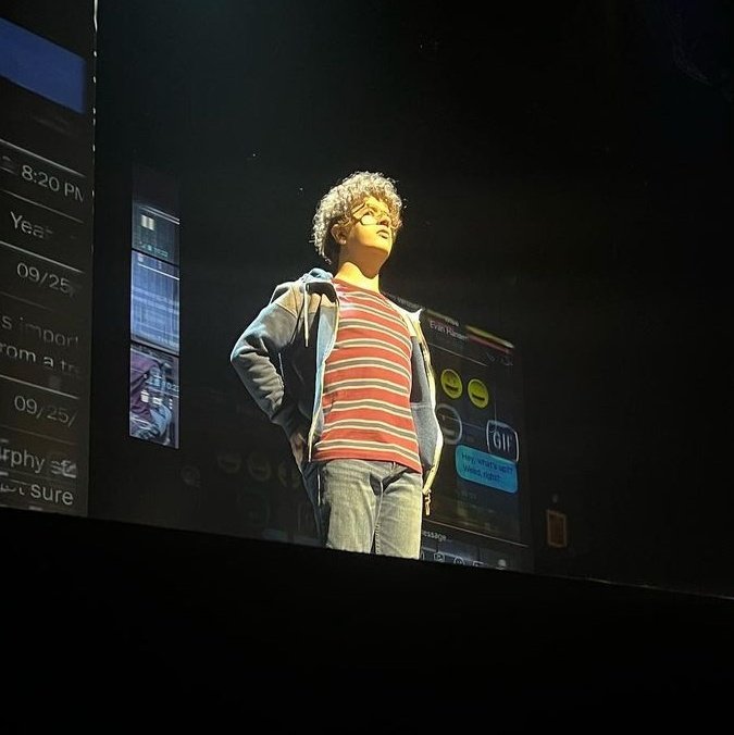Photos of Gaten while performing in Dear Evan Hansen, taken by a fan.

📷 @/lucysjost on Instagram
