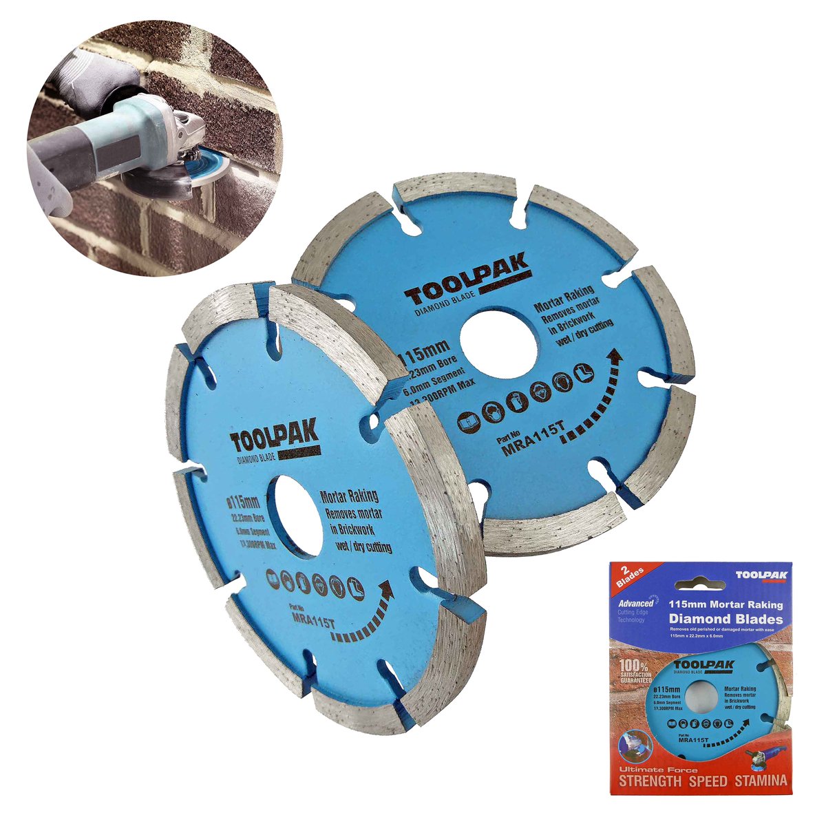 Toolpak's tweet image. Mortar Raking Diamond Blade Twin Pack
High quality diamond raking out blade with heavy duty 3.5mm thick steel body for professional and trade users. Removes old perished or damaged mortar with ease. Good performance at a great price.
#mortarraking  bit.ly/3S1t0Xe