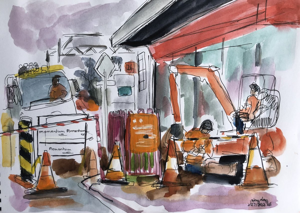 I’ve been documenting the progression of the #lxrp at Glen Huntly as it is on the doorstep of my studio. Loved what they did on the Pakenham/Dandenong line with Skyrail and the pedestrian thoroughfares, opening up green spaces and community hubs. Ink, watercolour sketch a4.