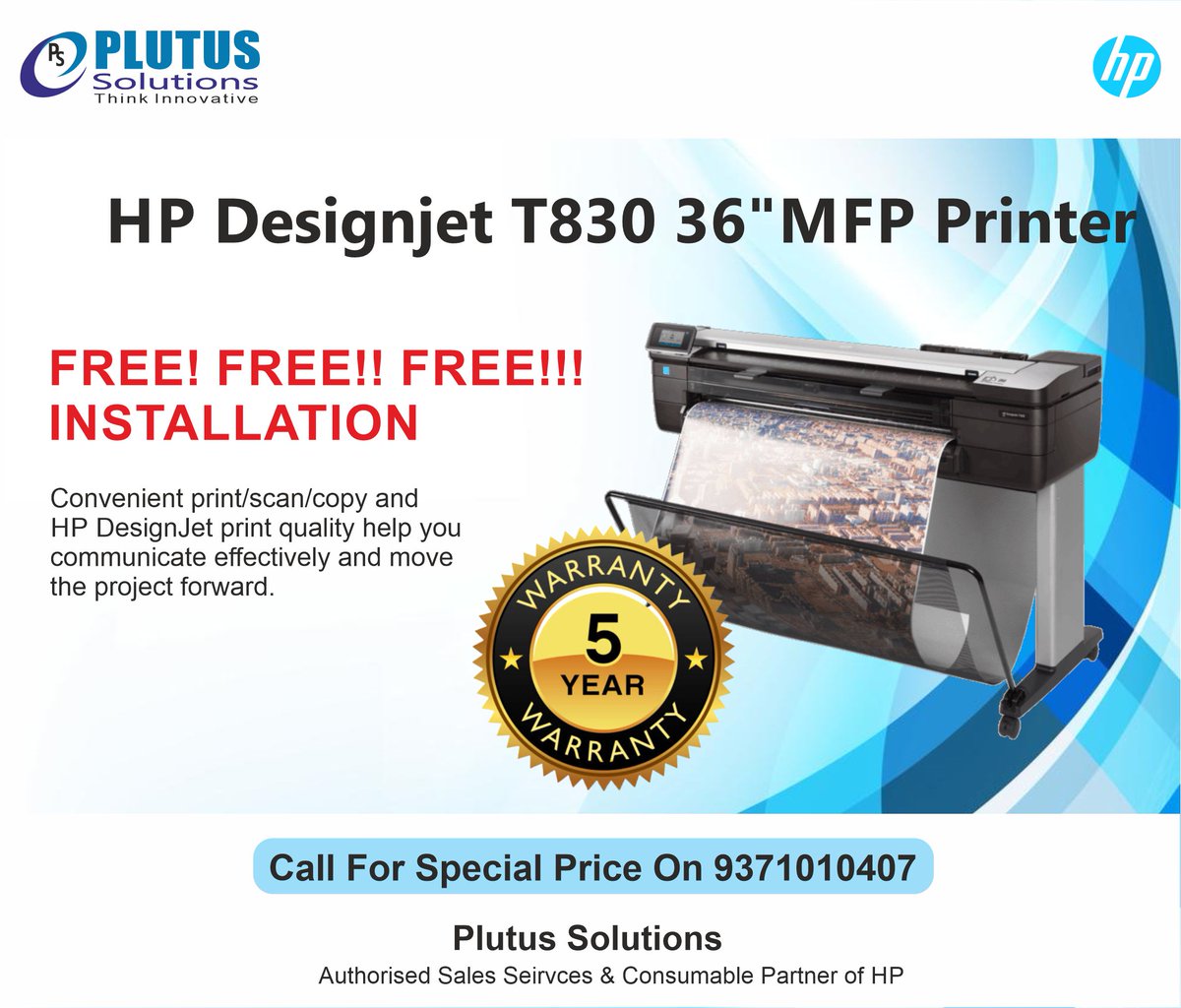 PlutusSolution's tweet image. Get HP T830 36- Inch MFP Printer/ Plotter available  with 5 year warranty.
Don&apos;t miss this opportunity. Hurry Up ! call us on 9595452103
#HPDESIGNJET #hpprinter #HPInkJetPrinter #hpwideformatprinter #hplargeformatprinter #hpplotter #HPDesignjetPlotter 
#Banner #GISPrinting