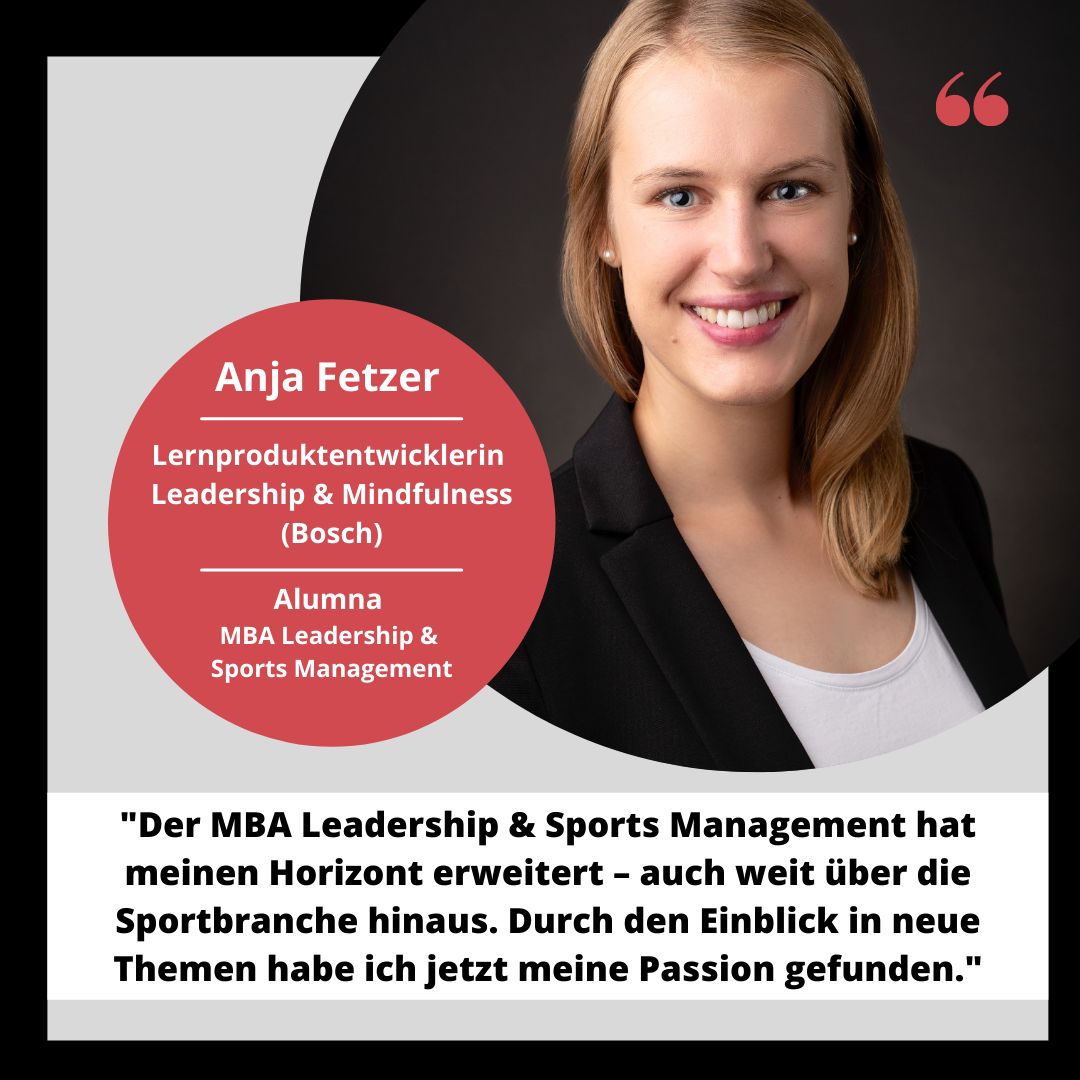 VfB_Master's tweet photo. Der #VfBMaster ermöglicht interessante Karrieren. So wie bei unserer Absolventin Anja Fetzer, die im berufsbegleitenden MBA-Programm "Leadership &amp; Sportmanagement" das Thema "Mindfulness" für sich entdeckt hat und nun bei Bosch diesen Bereich aufbauen darf. #VfB #VfBAkademie https://t.co/nF49r4TBMM