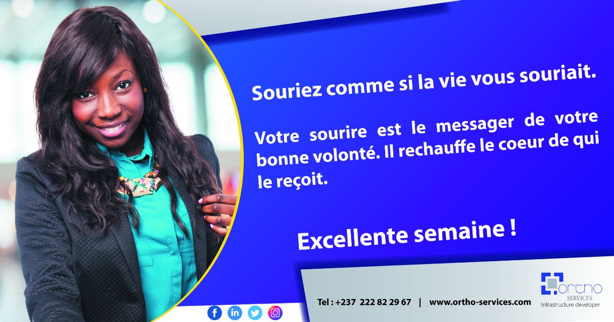 GroupOrtho's tweet photo. Un #sourire ne coûte rien mais il crée beaucoup.
Il ne dure qu’un instant mais son souvenir peut durer toute une vie.
II crée du #bonheur à la maison, de bonnes #relations dans les #affaires.
Bon début de semaine à toutes et à tous !
#InfrastructureDeveloper
#mondaymotivation https://t.co/2jbqtD7QFM