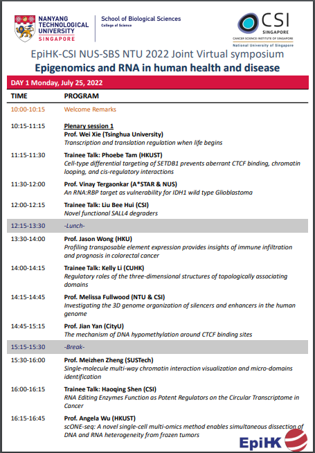 leunglab_ust's tweet photo. Great first day to the joint virtual symposium! 
Insightful expert and trainee talks on 3D chromatin organisation, TE's, epigenetic regulation, multi-omics and more! 

Co-organised by @melissafullwood, @csi_singapore, @ntusbs and EpiHK. Join us for Day 2! https://t.co/kO9h0iiZhK https://t.co/FkfsWOyvZM