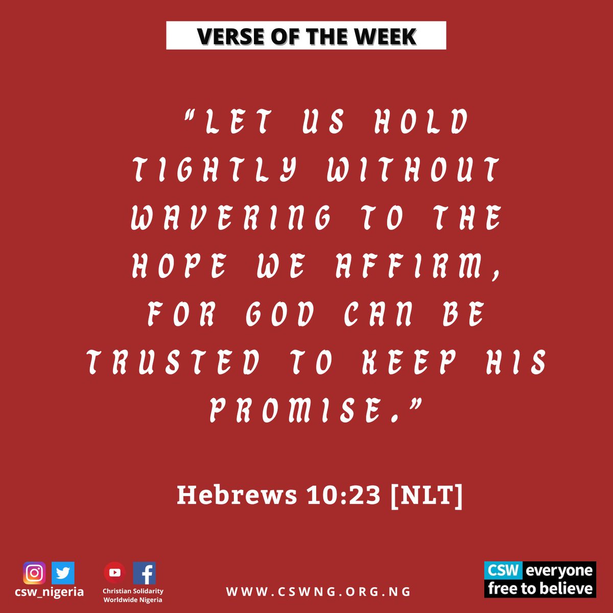 csw_nigeria's tweet image. Our hope and trust is in God alone. May we not waver or shake. Have a blessed week

Have a Lovely week!

#csw #cswn #MondayMotivation #gospel #JesusIsLord