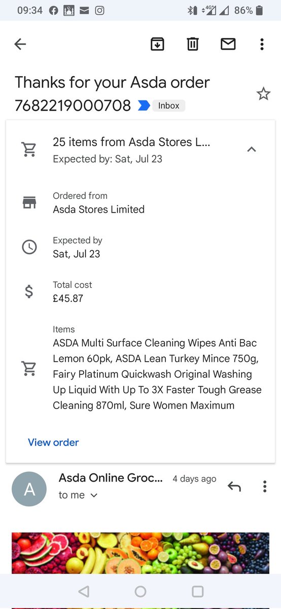 TuhaB's tweet photo. Hi @asda @AsdaServiceTeam . I placed a grocery order on Thursday for delivery on Sat 23rd July at 10pm. https://t.co/0zNlmamMyc