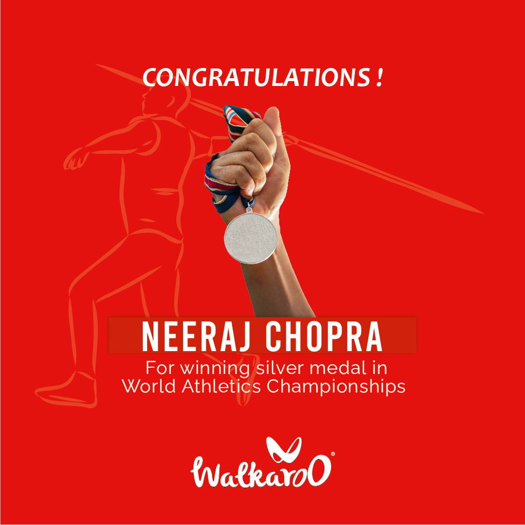 WalkarooIN's tweet photo. Congratulations to #NeerajChopra for winning the silver medal in World Athletics Championships and scripting yet another Victory.

#Walkaroo #BeRestless #neerajchopra https://t.co/Jn2LUVduMZ