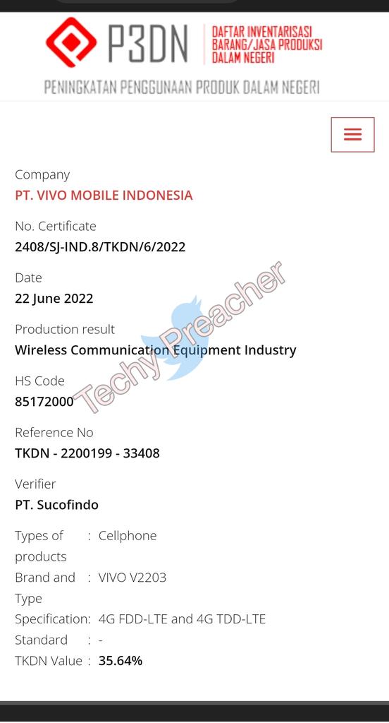 TechyPreacher's tweet photo. Vivo Y02s Spotted on the TKDN certification with

Models: V2203

#Vivo #VivoY02s #VivoY02sPro
#y02s https://t.co/uJ9IDXIvAj https://t.co/86G0AFQC0A
