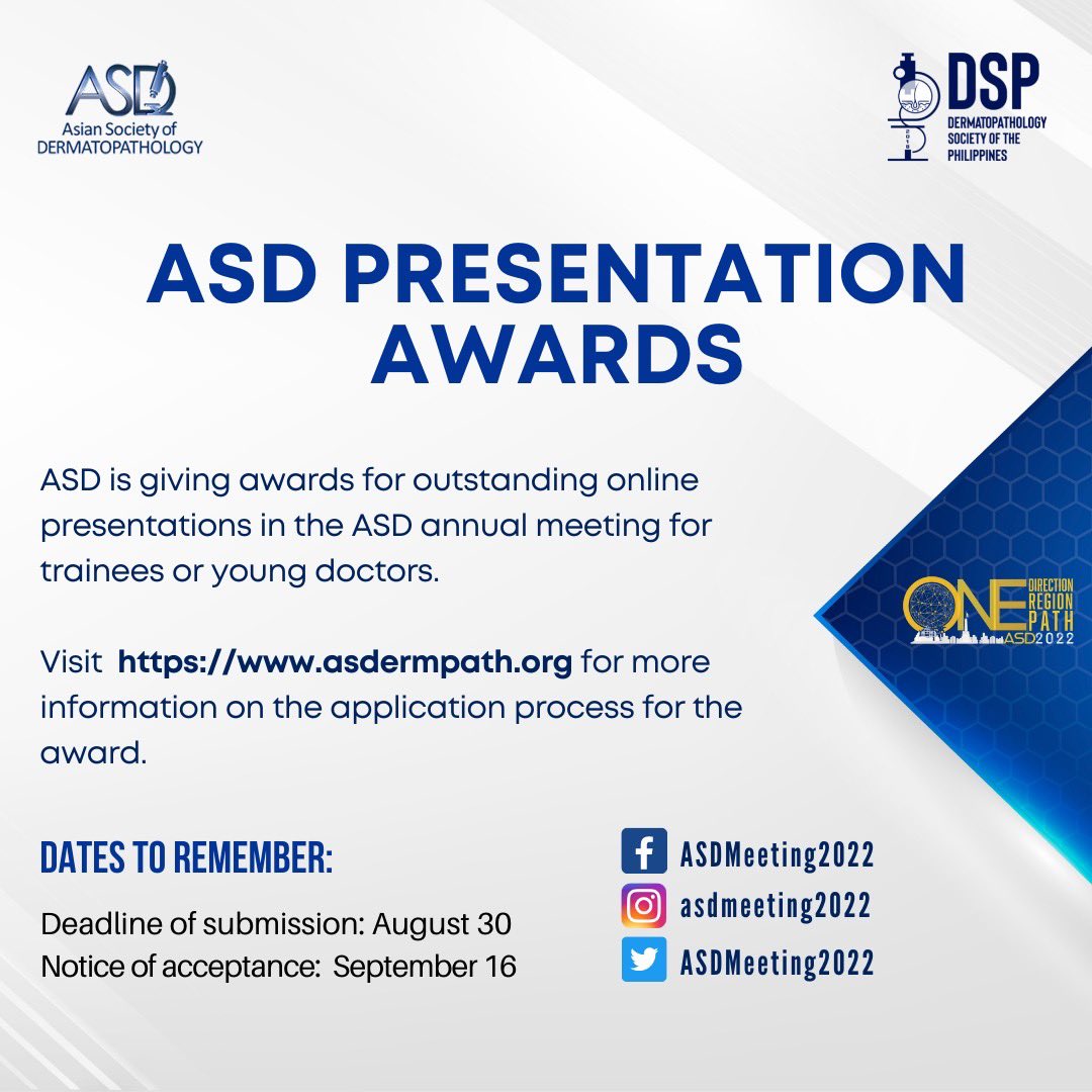 ASDMeeting2022's tweet photo. 🥇 Accepted papers may subsequently be submitted for the ASD Presentation Awards for Developing Countries. Award winners for the oral presentation will get US$200 each, while award winners for the e-poster presentation will get US$100. https://t.co/aPNWupWyg7