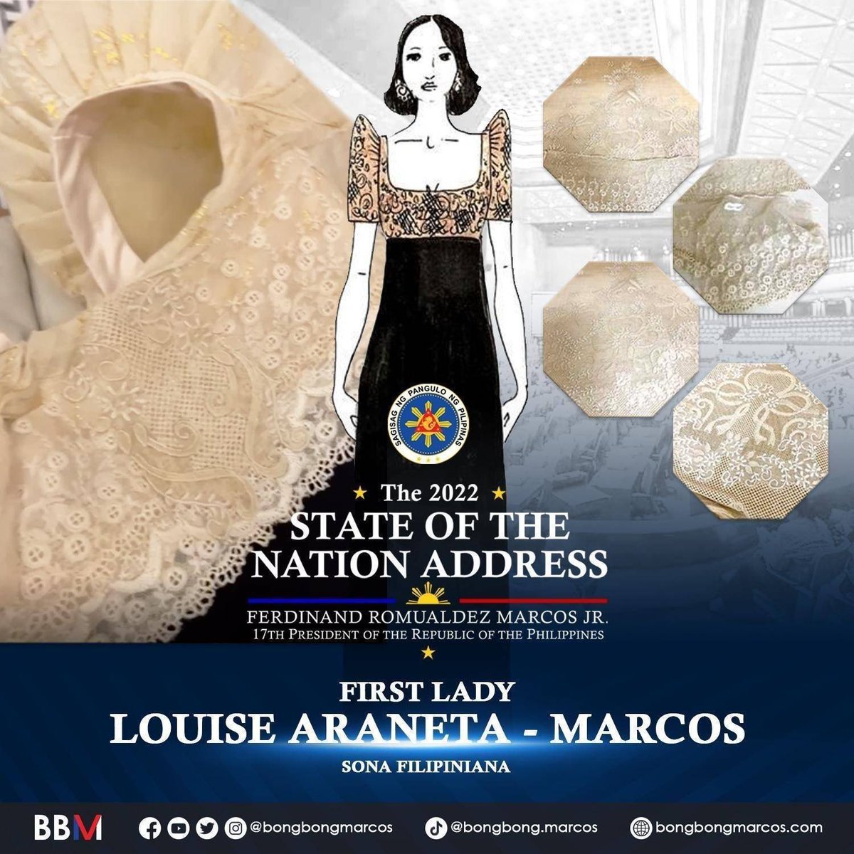 bongbongmarcos's tweet photo. Isang tradisyunal na terno na dinisenyo ng tanyag na designer na si Lesley Mobo ang isusuot ng aking maybahay sa aking kauna-unahang State of the Nation Address. [cont] https://t.co/TAT3jzJQ11