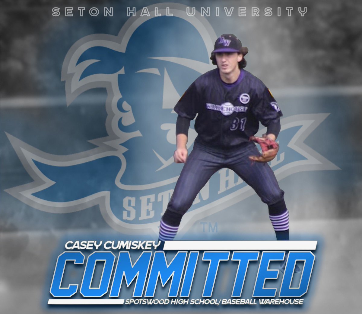 Congratulations to BW/ <a href="/SwoodBSBL/">Spotswood Baseball</a> ‘23 Shortstop <a href="/CaseyCumiskey/">Casey Cumiskey</a> and the Cumiskey family on Casey’s decision to continue his academics and baseball career at <a href="/SHUBaseball/">Seton Hall University Baseball</a>. #Hallin 🔵🏴‍☠️⚫️