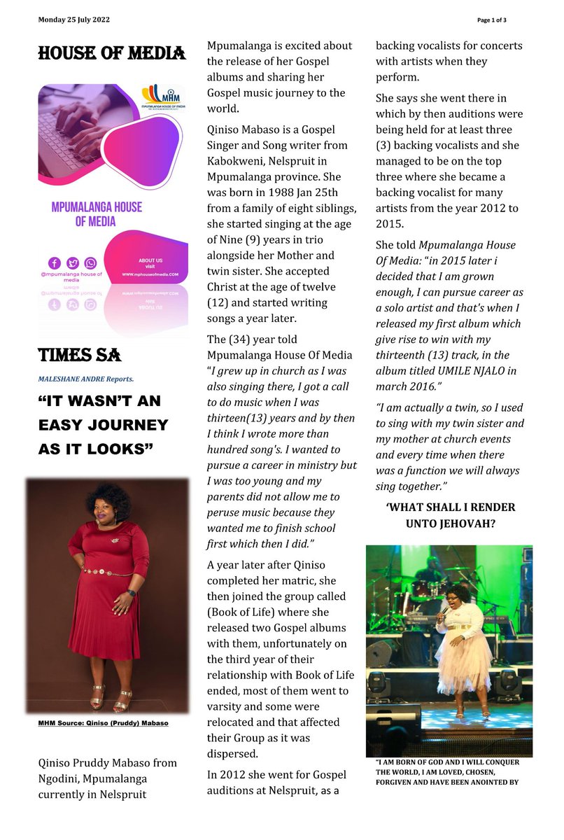 MPHOUSEOFMEDIA's tweet photo. She has healed  many lives with music meet the Lab analysts, as she is  sharing her story after loosing everything she cared about page 1 of 3 https://t.co/xXqQ3kYLQD