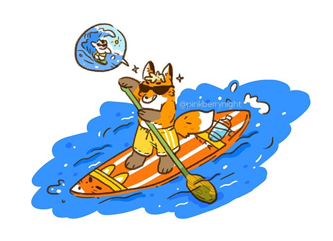 pinkberrynight's tweet photo. Foxtsumu stands up on a paddleboard 🌊 https://t.co/lpwTDGAmUr