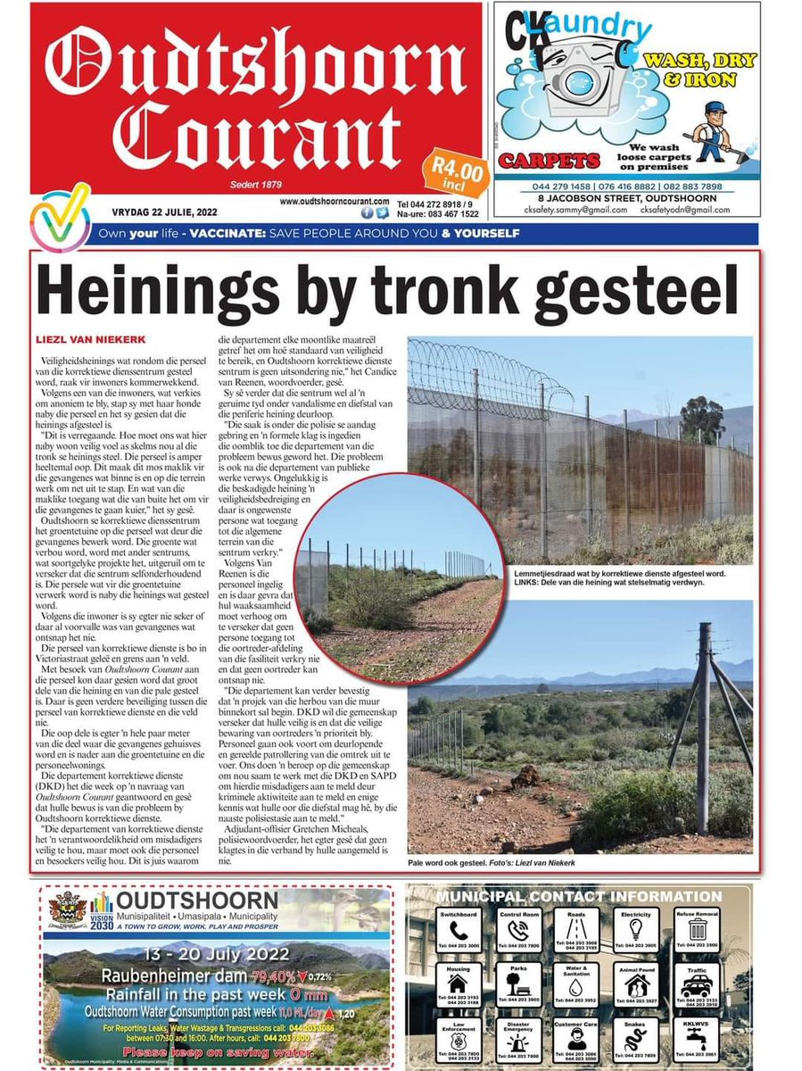 Only in South Africa. Criminals steal prison fence. Authorities are now planning to build a wall.