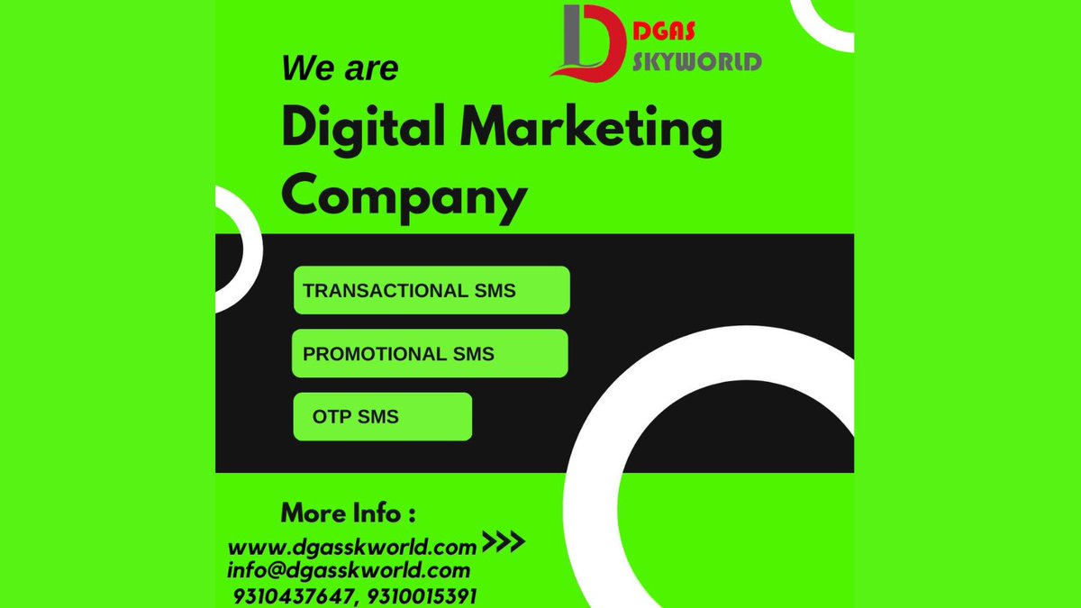 DgasLtd's tweet image. Contact Us for all type of content (Promotional Transactional, OTP, and SPAM) all types of content if you are interested contact us Now.
 Call: 9310437647, 9310015391
Click Here: dgasskyworld.com
#SMS_Service    #Bulk_SMS