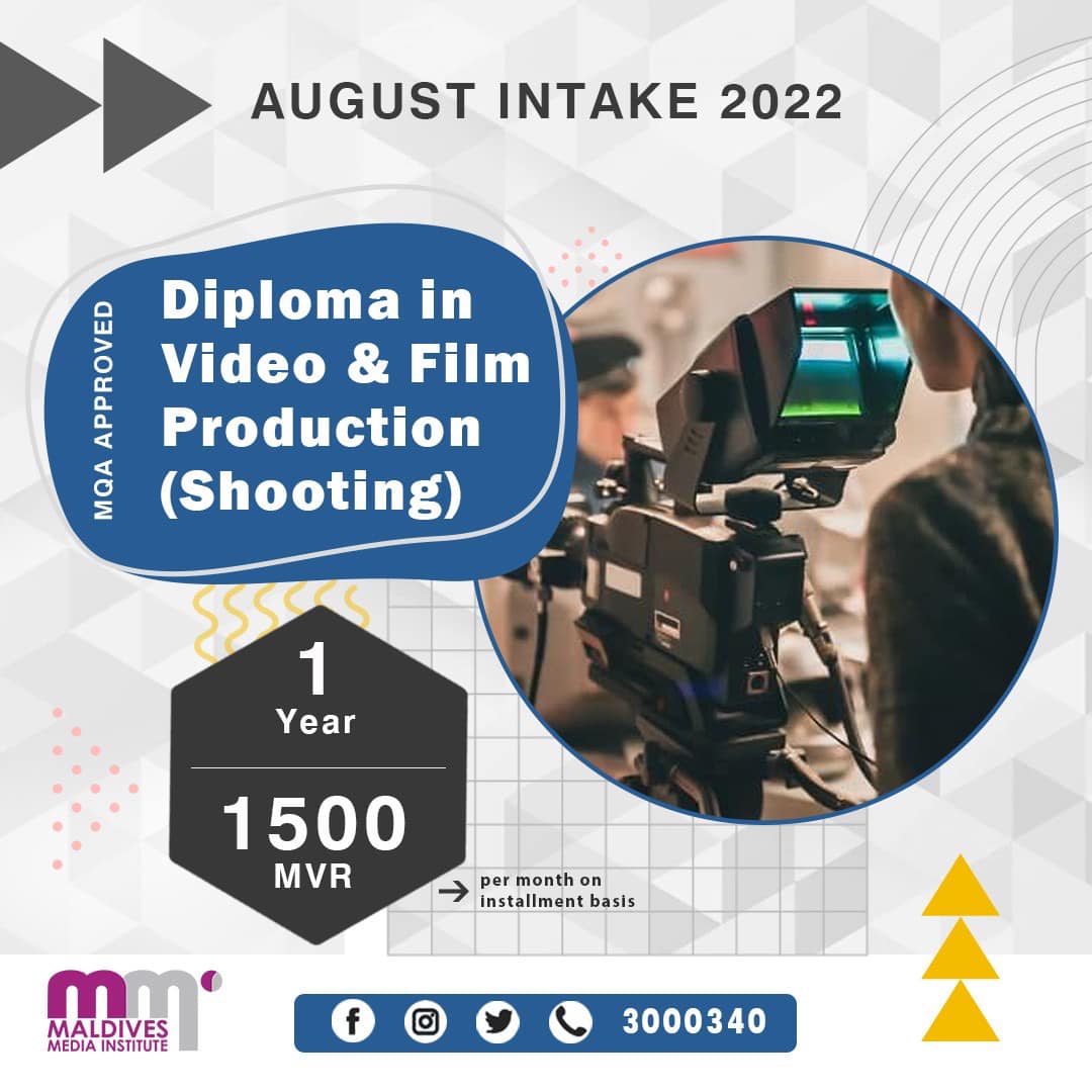 Application Link: forms.gle/6uQJMrXa5H9Xom…
Acquire knowledge about video and film shooting operations that can be related to everyday work environment requirements now at the affordable price of MVR 18,050! (25% price reduction)