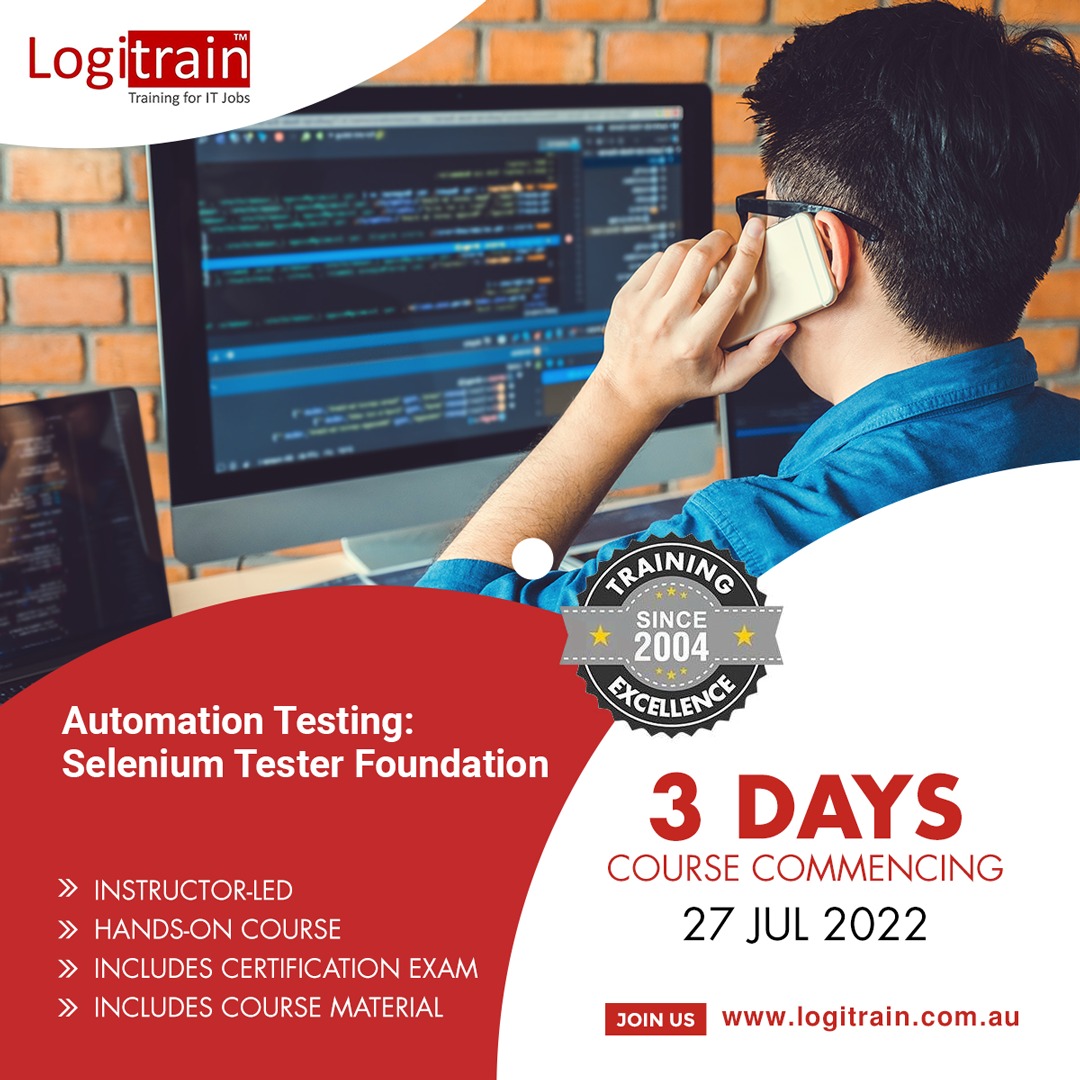logitrain's tweet image. Selenium Tester Foundation Training
Starting from 27 July 2022 @ 09:30am to 5pm
Call/ WhatsApp: +61 1800 159 151
Email: info@logitrain.com.au
Visit us: logitrain.com.au/courses/softwa…
#ITILCourse #SeleniumTester #SeleniumTesterTraining #technology #networking #tech #ITIL #training