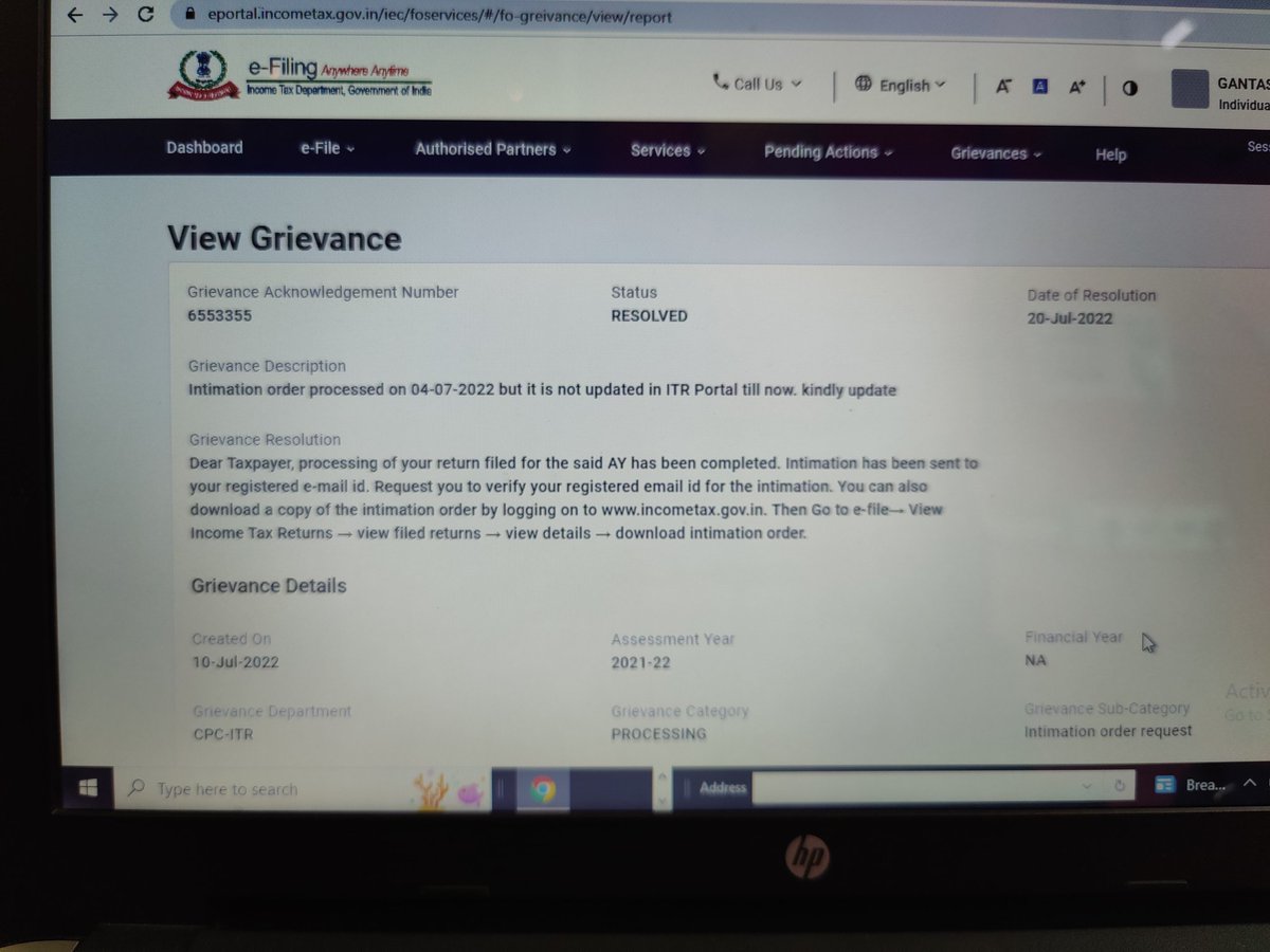 AdimurthyT's tweet photo. @IncomeTaxIndia Kind officials one of my clients AY 2021-22 demand challan raised on 05-07-2022 but 143(1) Intimation shows under process. I raised request for intimation,grievience processed on 20-07-2022 but still shows under processing. Solution Please https://t.co/xpp3oK1bYp