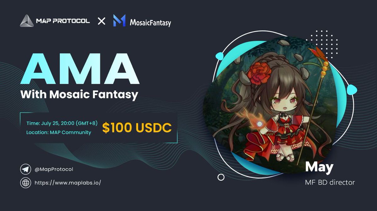 dodeye_meta's tweet photo. 📢Are you curious about blockchain gaming? 
@MapProtocol #AMA with @MosaicFantasy on 25 July 2022 at 8PM ( GMT+8).

🎁 Reward pool : 100USDC

🏠 Venue : https://t.co/vjjyaPmDfO

Follow both accounts, retweet and tag your friends 👇 https://t.co/gb3PkH5EpR

#mosaicfantasy $LKK https://t.co/ERlDHBd7EC