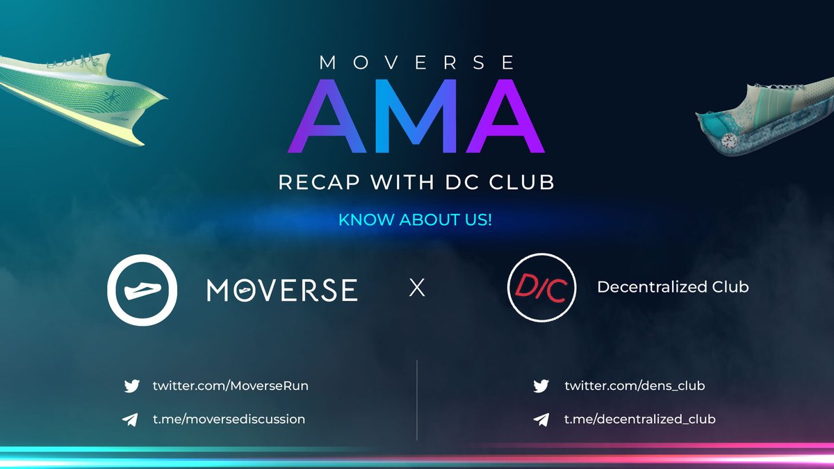 MoverseRun's tweet photo. Recently we've been invited to the @dens_club community for a telegram AMA, and it was truly enjoyed. 😏

Here's a recap for you guys to be aware of our amazing Project Moverse. 🤝👇
📍 https://t.co/lzbZc430fb

#Moverse #MoveToEarn #NFTSneaker $MGET $MVET #EngageandEarn #M2E https://t.co/QRbT71UfsM