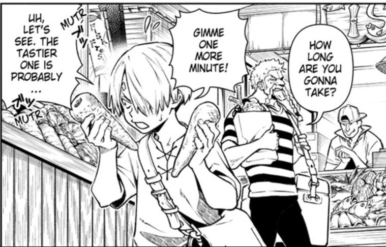 Im in tears, Zeff and baby Sanji grocery shopping... ToT that's his dad!!! 