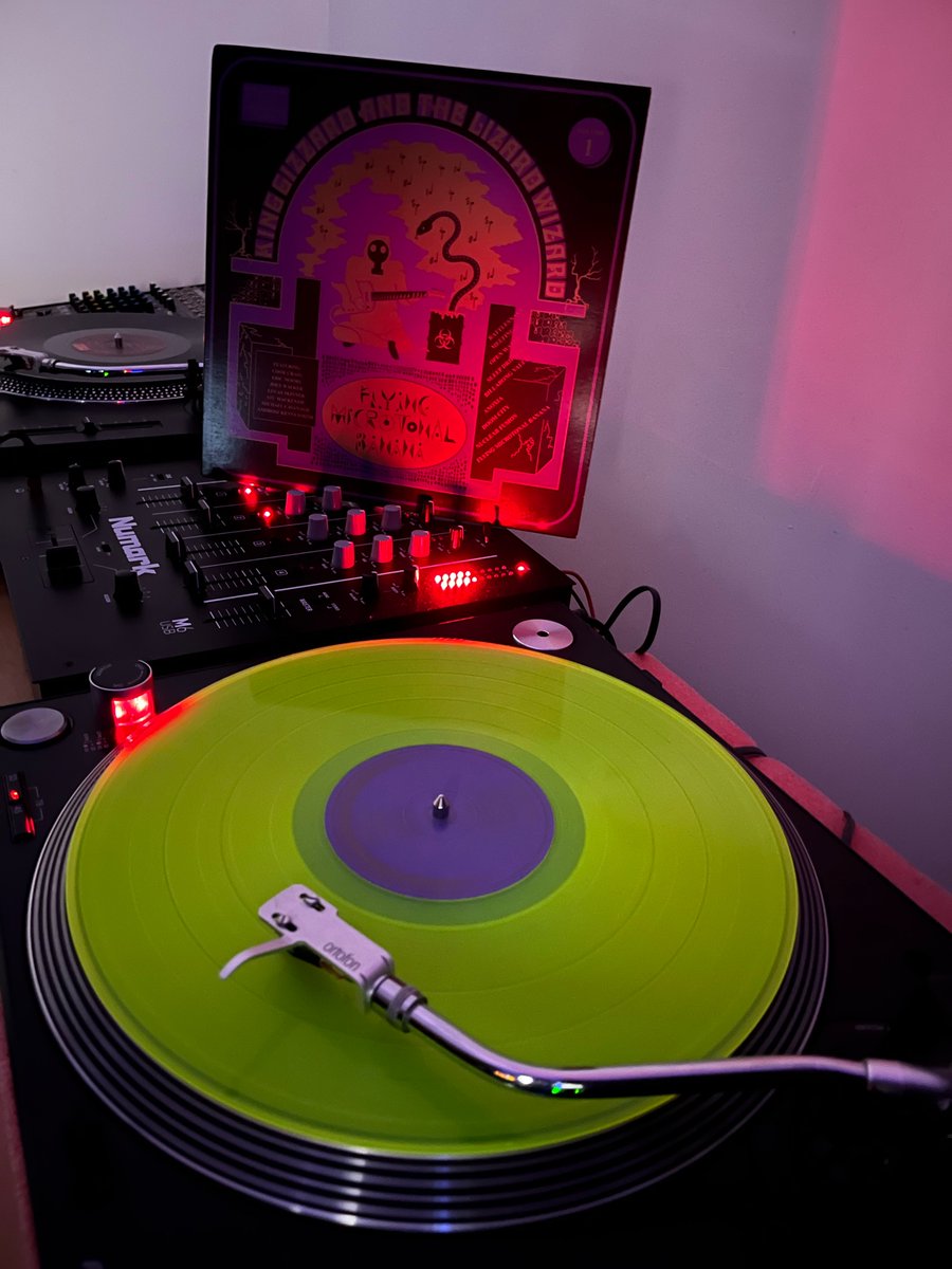 7/24- <a href="/NashRockCity/">Drew Wilson</a> spinning <a href="/kinggizzard/">King Gizzard</a> live on <a href="/WXNAfm/">WXNA 101.5 FM</a> . Even as they keep growing more &amp; more prolific, Doom City is one we keep coming back to. The Final Microtonal Banana LP has just incredible cover art, &amp; might be the BRIGHTEST record we’ve ever seen. Even in the darkness