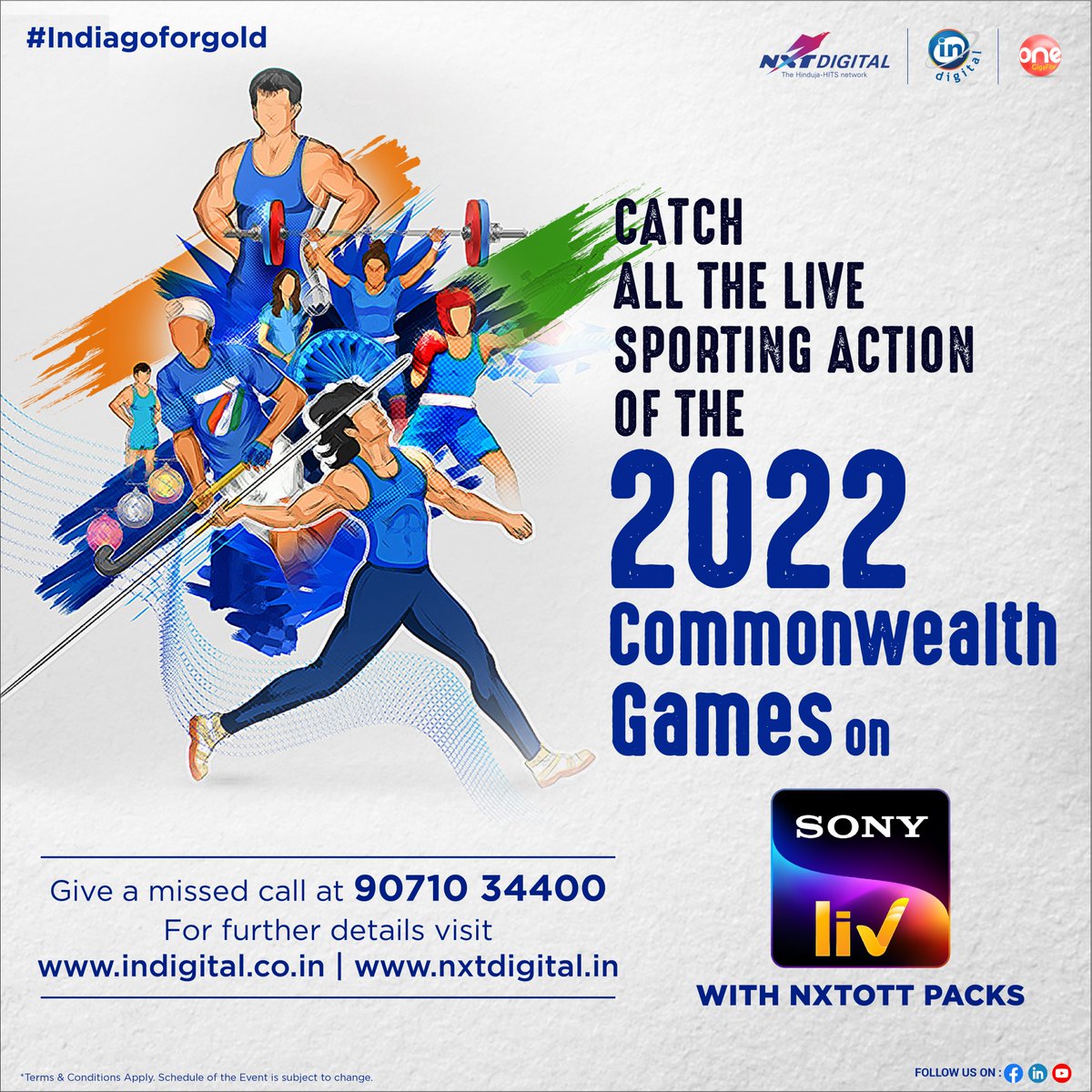 onegigafiber's tweet photo. Cheer for Team India at the 2022 Commonwealth Games
#commonwealthgames2022 #nxtdigital #indigital #onebroadband #indiagoforgold #sonysix #sonyten https://t.co/UDzWNN1VFQ