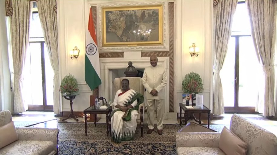 ndtv's tweet photo. #InPics | President #DroupadiMurmu assumes office of the President at the Rashtrapati Bhavan. | reported by news agency ANI https://t.co/0SvU7cFMWx