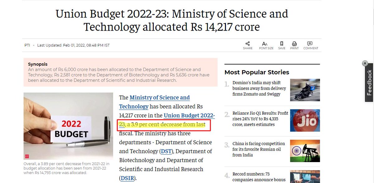 Singlejivi's tweet photo. Thread on "Declining India's budget in the Scientific R&amp;D sector and GST hike on R&amp;D instruments". 
Plz read fully

Source : @SirDhawan 
Will start with a famous US quote : "Starving R&amp;D is like eating the seed corn"

Indian Govt has increased GST of 12-18% on R&amp;D instruments.
1/ https://t.co/chlGgoR6J9