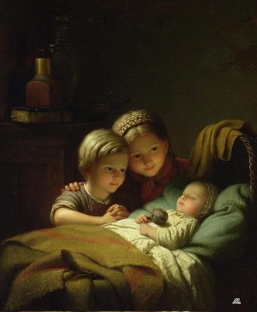 Bonjour à tous!

La tendresse fraternelle est l'un des sentiments les plus doux, les plus élevés qu'il nous soit donné d'éprouver. 
-Diane de Beausacq; La civilité non puérile, mais honnête (1863)

#art #painting
"Les trois sœurs"
-Meyer von Bremen
#Germany
<a href="/RenateKleine/">Renate Kleine</a>