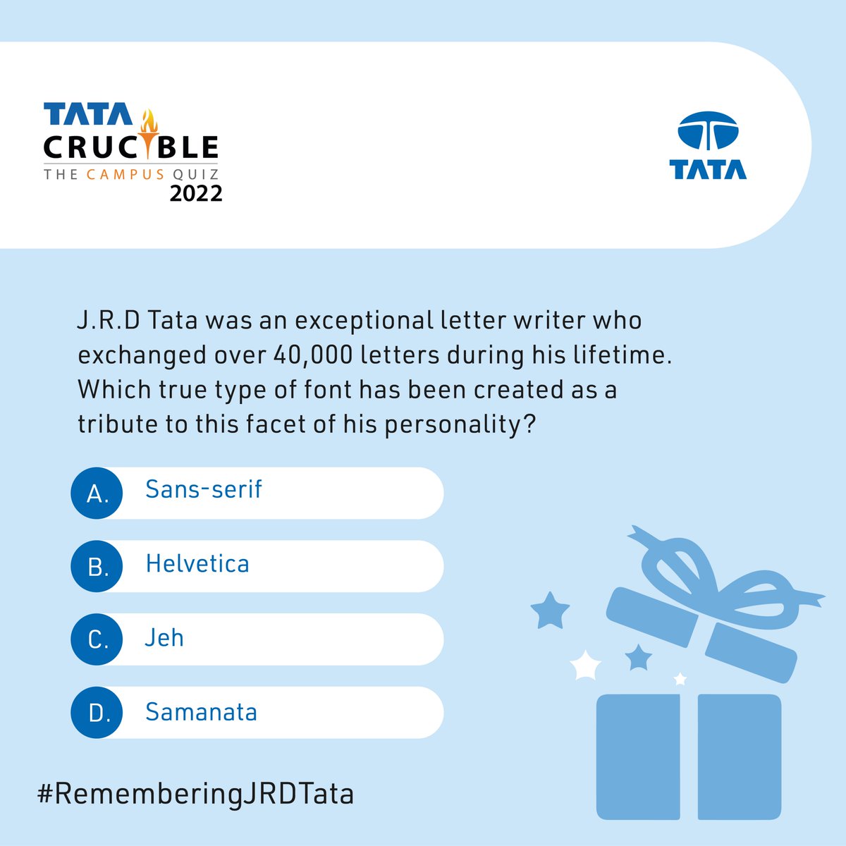 It’s the birth anniversary week of the visionary leader of Tata Group, J.R.D Tata. We are celebrating his life & work with an exciting contest. Answer these questions each day & lucky winners with maximum correct answers will stand a chance to win a prize. #RememberingJRDTata