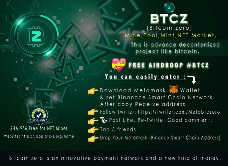 DKPVizag's tweet photo. #SHA256 Miners Free Air Drop
( bitcoin zero)
Altcoin Killer
BTC-Z ( Bitcoin Zero) 
Mine,Pool,Mint,NFT Market..
SHA256 Miners Free Air Drop.
Get a SHA256 Miner Free Air Drop by :
* Like it
* Retweet the post
* Tag 3 of your Friends
* Drop your Metamask wallet Address (BNB Network) https://t.co/8rRBn8WTem