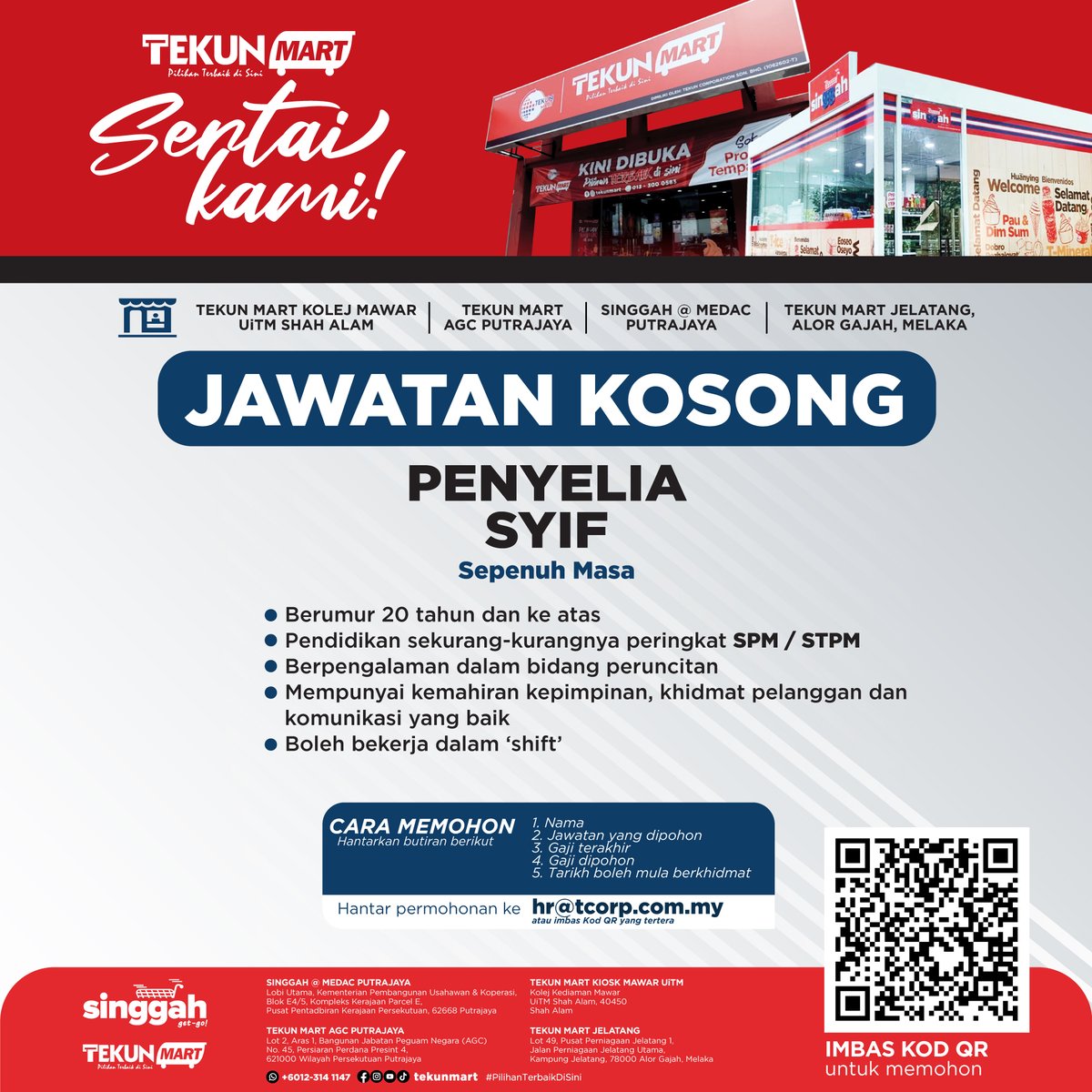 tekunmart's tweet photo. [ 💼 JAWATAN KOSONG ] Sertai kami di @tekunmart ! 
.
Hantarkan butiran peribadi anda ke 𝐡𝐫@𝐭𝐜𝐨𝐫𝐩.𝐜𝐨𝐦.𝐦𝐲. Calon yang layak akan dihubungi untuk ditemuduga.
.
#JawatanKosong #TEKUNCorporation #TEKUNMart #PilihanTerbaikDisini https://t.co/09jS8rDTlz