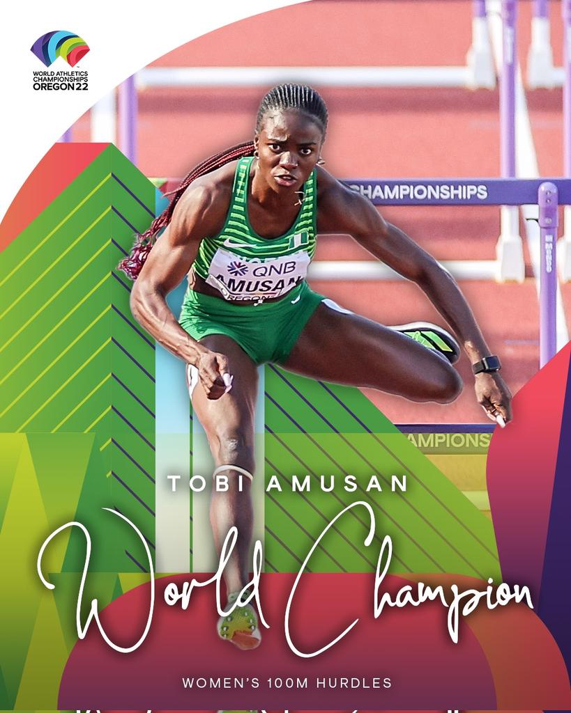 NGAthletix's tweet photo. STRESSING THIS AGAIN!!

The World Record is Athletics Grammy.
Winning a World Title is = FIFA World Cup.
Being crowned World Champion is = a club winnning the UCL.

Tobi Amusan did all this &amp; deserves all accolades. It's a new dawn of hope in Nigeria Athletics.
Thank you Tobi🇳🇬🙌 https://t.co/e9wjH9xn1S
