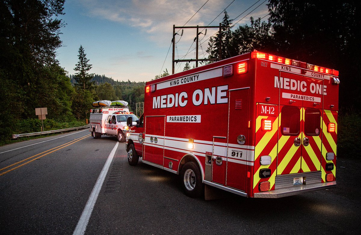 This evening Enumclaw Fire, Puget Sound Fire, Valley Regional Fire, South King Fire, &amp; the King County Sheriffs responded to a rope rescue of 5 patients that were stranded under the Kummer Bridge after they weren’t able to get to their destination while floating the Green River