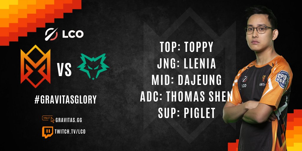 GRAVITAS GAME TIME ⏰

#GravitasSquad ⚔️  🆚 @Direwolves 🐺

<a href="/LCO/">LCO</a> @LoLEsports @RiotEsportsOCE on Twitch now → twitch.tv/lco

#GravitasGlory #GRVWin #DWvsGRV