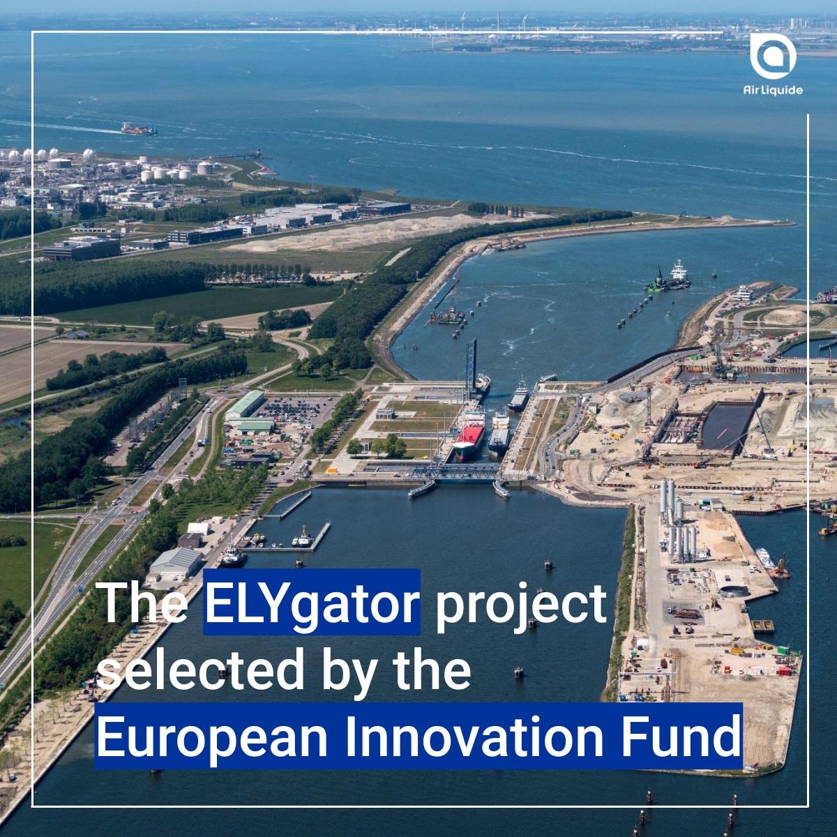 AirLiquideBNL's tweet photo. The 200 MW electrolyzer project ELYgator has been selected by the European Innovation Fund. It aims at producing renewable hydrogen and contributing to the decarbonization of the cross-border industrial basin between Netherlands and Belgium #REPowerEU #EUGreenDeal https://t.co/RkJENsA5Iz