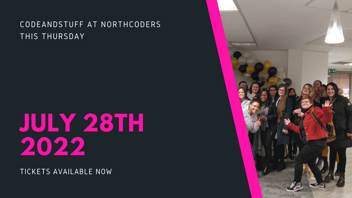 CodeAndStuff_uk's tweet image. Come join us at Northcoders this Thursday.
We are a friendly and welcoming community, so come along and give coding a shot.
Tickets available at eventbrite.co.uk/e/code-and-stu…
#CodeandStuff #Womenintech #nonbinaryintech #codenewbies #code #codingisfun #tech #Manchester