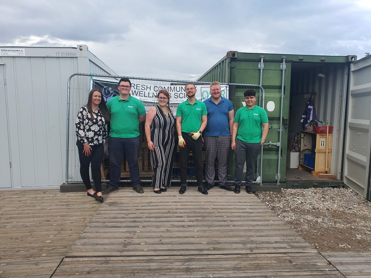 LadiesSeaton's tweet photo. #FreshHub #Teamwork - area levelled by trades, decking placed - waiting on last square & screw together before fully open. Still teams down days, but stay posted - sports, walks, street art, recovery, cafรฉ #volunteers see @Aberdeen_ACVO or website! @HSCAberdeen @AberdeenCC https://t.co/mBb9E4shzU