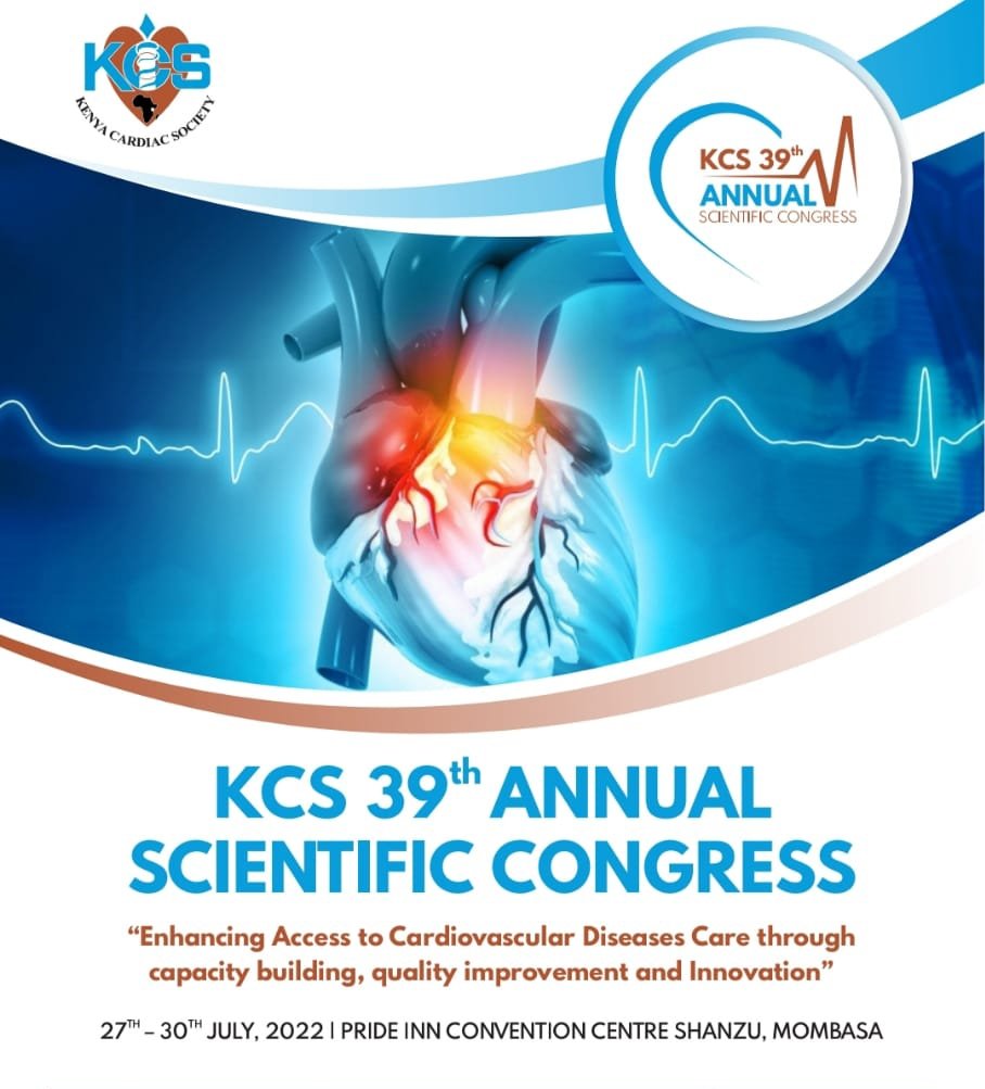 The Kenya Cardiac Society will be holding it’s 39th Annual Scientific Congress from the 27th - 30th July, 2022 and it's such an honor to have Dr.Daniel Nduiga as one of the speakers at the Congress.

#KCSCongress2022 #CardiacCare #Cardiovascular #CardiacWellness