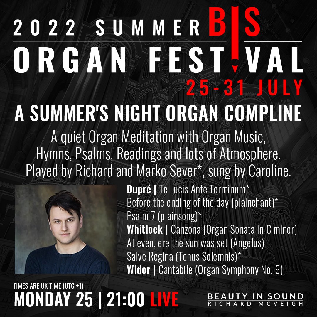 The 2022 Summer Organ Festival starts tonight with a quiet, meditative and atmospheric broadcast with the incredible Marko Sever playing some luscious plainsong accompaniment!👉youtu.be/cAlec_wHCYQ